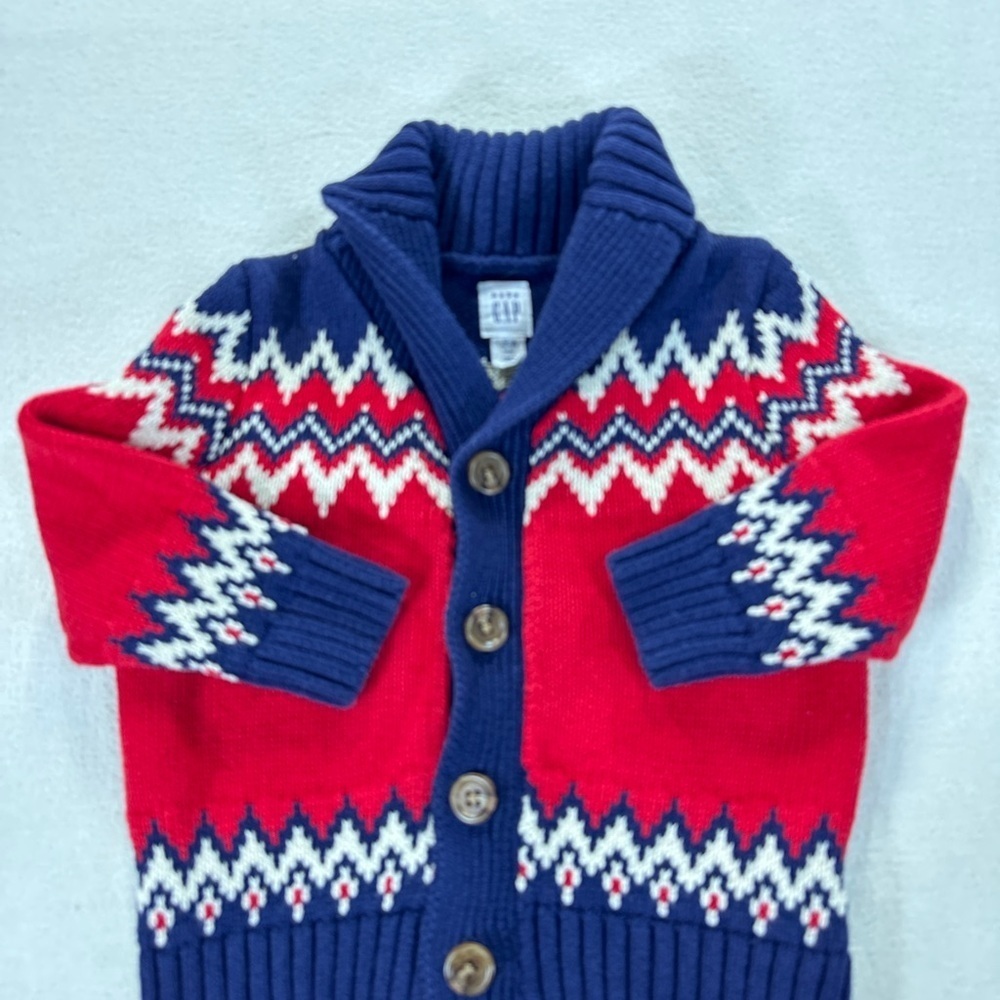 GAP Kids Knit Sweater Cardigan - Red, White, and Blue